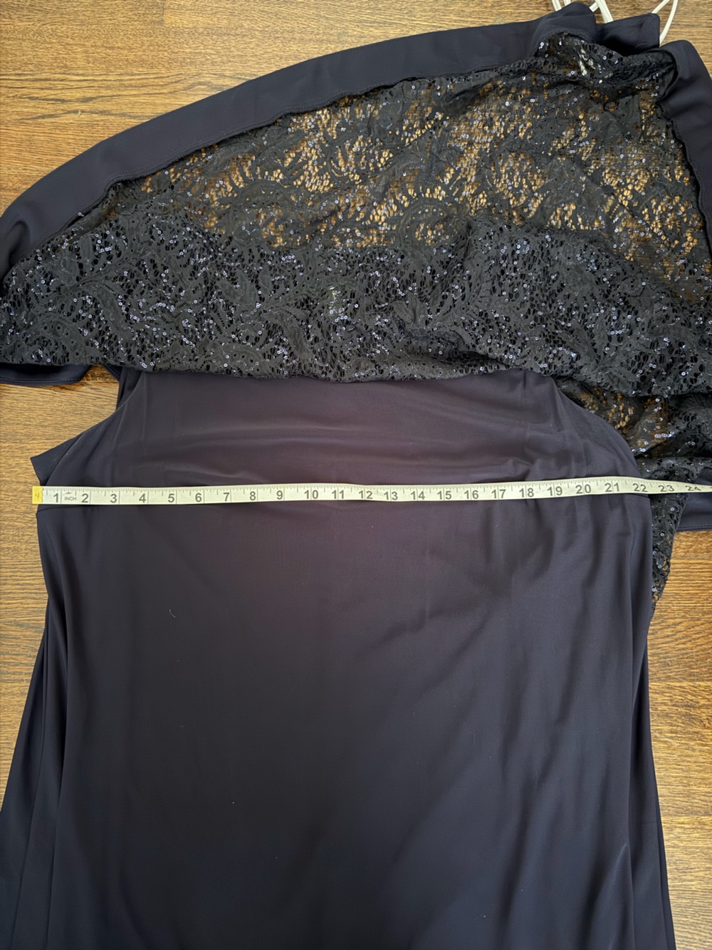 R&M Richards Navy Embellished Lace Cape Maxi Dress - Picture 5 of 7